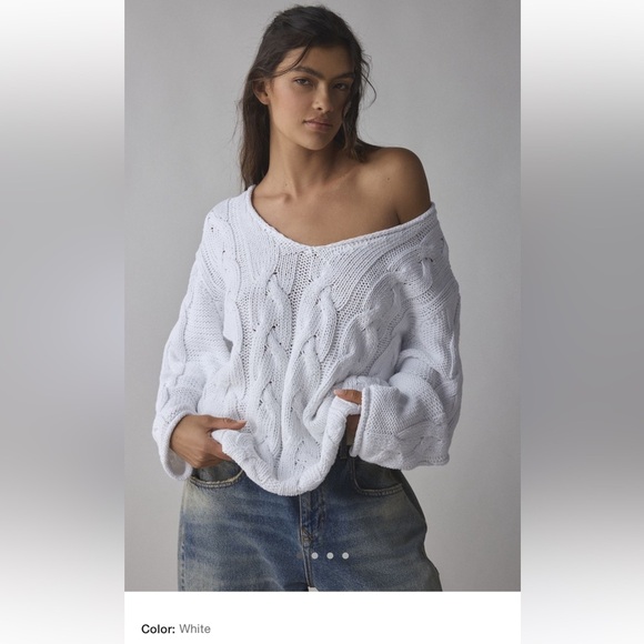 BDG Sweaters - BDG Cream Ivory Cable Knit Crew Neck Sweater
